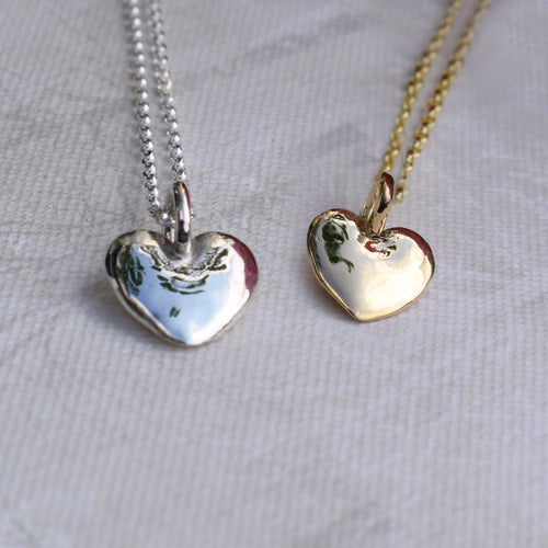 Solid silver or gold heart necklace