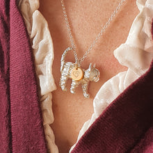 Load image into Gallery viewer, Tigerlily - Solid silver cat necklace with gold heart tag