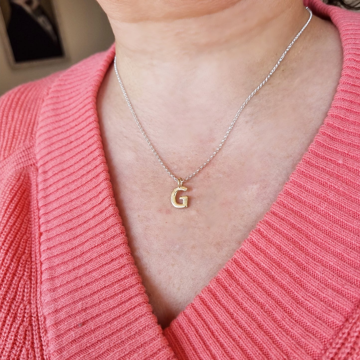 Silver or gold initial necklace
