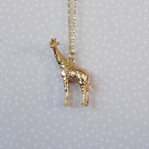 Solid silver or gold giraffe necklace
