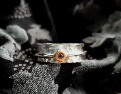 'Always' Amethyst - Silver spinning ring with gold and amethyst.
