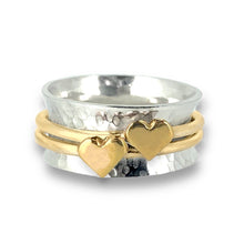 Load image into Gallery viewer, Two hearts beat as one. Gold or silver hearts.
