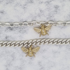 Solid silver bracelet - 'Bee mine' charm