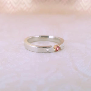 A place in the sun - pink sapphire ring with bezel setting
