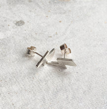 Load image into Gallery viewer, Silver linings earrings- Gold or silver lightning bolt earrings