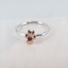 Load image into Gallery viewer, Animal paw ring - sterling silver with solid gold paw