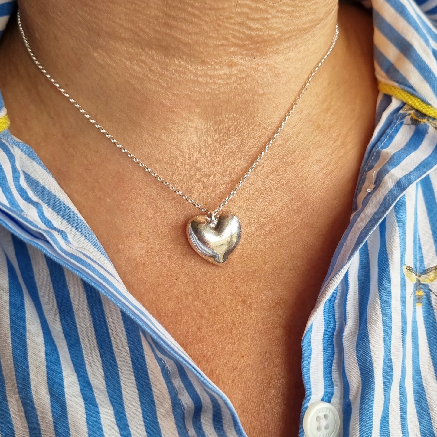 Heartstopper! - Huge puffy gold or silver heart necklace, and it's hollow!