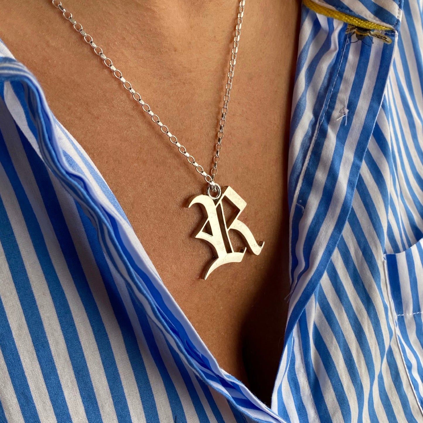Solid silver letter necklace