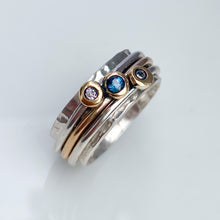 Load image into Gallery viewer, Sea of Tranquillity - Spinning ring with sapphire and diamonds