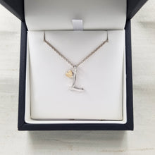 Load image into Gallery viewer, Love letters - Silver initial necklace with gold heart