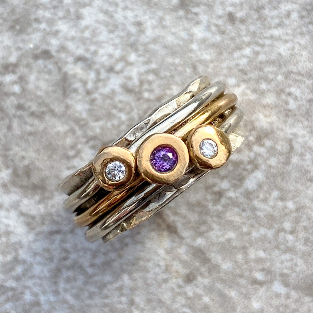 Purple haze - Spinning ring with amethyst and diamonds