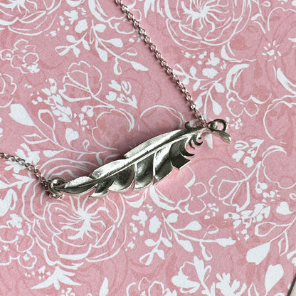 When you're near - Personalised silver feather necklace.