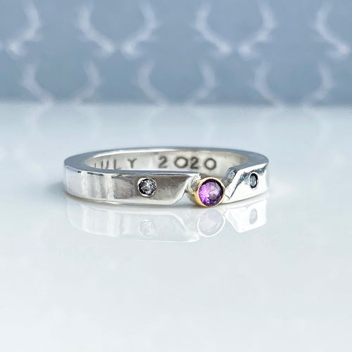 A place in the sun - pink sapphire ring with bezel setting