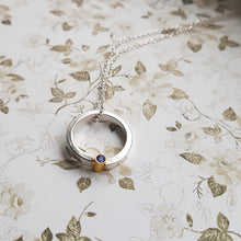 Load image into Gallery viewer, Halo necklace with gemstone set in 9ct gold