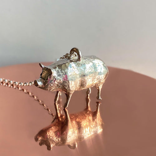 Iggy Piggy - Solid silver or gold pig necklace