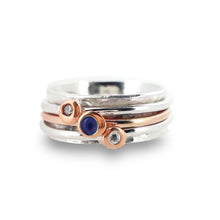 Load image into Gallery viewer, Sea of Tranquillity - Spinning ring with sapphire and diamonds