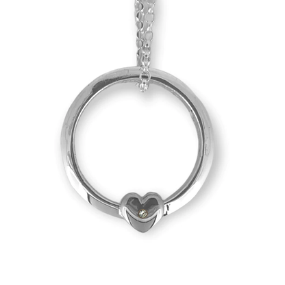 ‘One love’ necklace with solid gold or silver heart