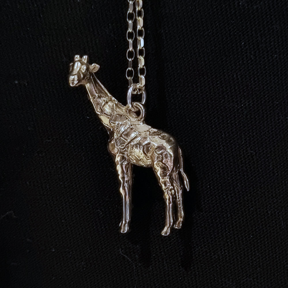 Solid silver or gold giraffe necklace